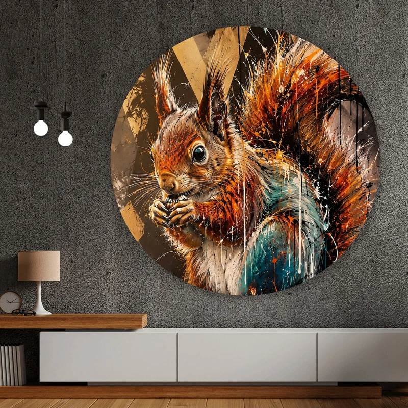 Aluminiumbild gebürstet Modern Art Eichhörnchen im Street Art Stil Kreis