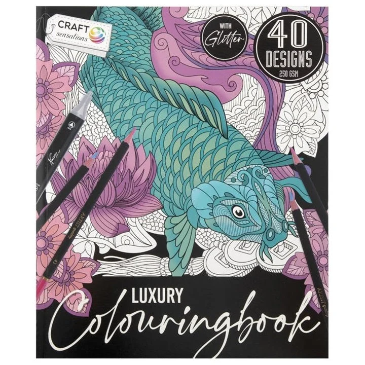 Antistress Coloring Book, Fish, GLITTER, 40 Motifs