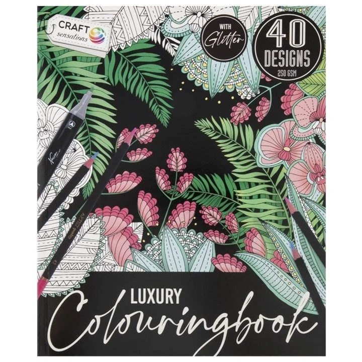 Antistress Coloring Book, Plants, GLITTER, 40 Motifs