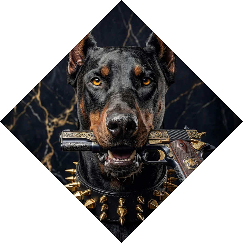 Aluminiumbild gebürstet Furchtloser Dobermann Raute