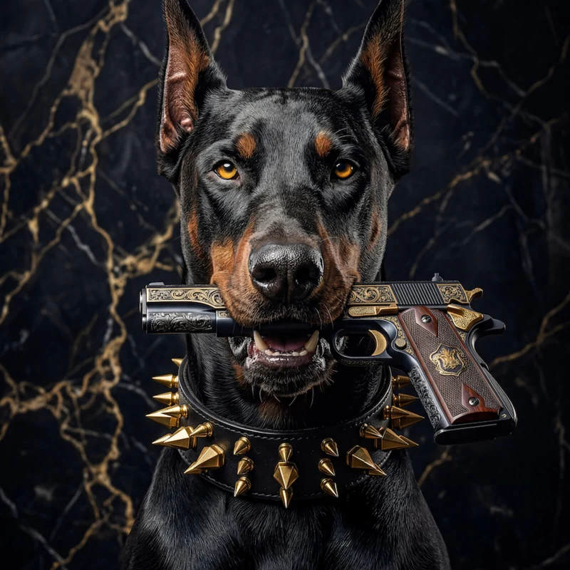 Spannrahmenbild Furchtloser Dobermann Quadrat
