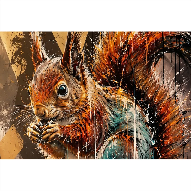 Spannrahmenbild Modern Art Eichhörnchen im Street Art Stil Querformat