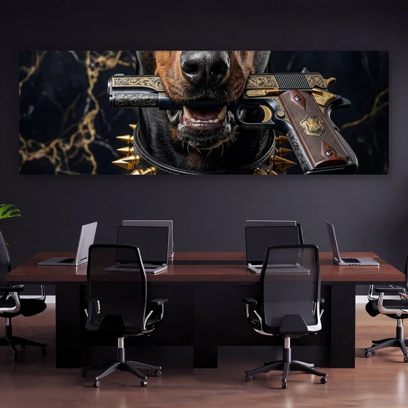 Acrylglasbild Furchtloser Dobermann Panorama