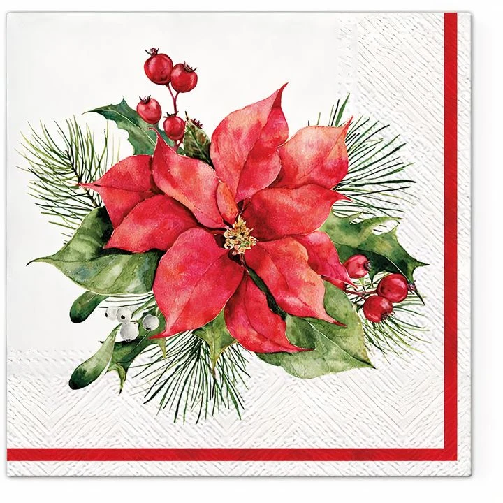 Christmas Rose Decoration Decoupage Napkins - 1 pc