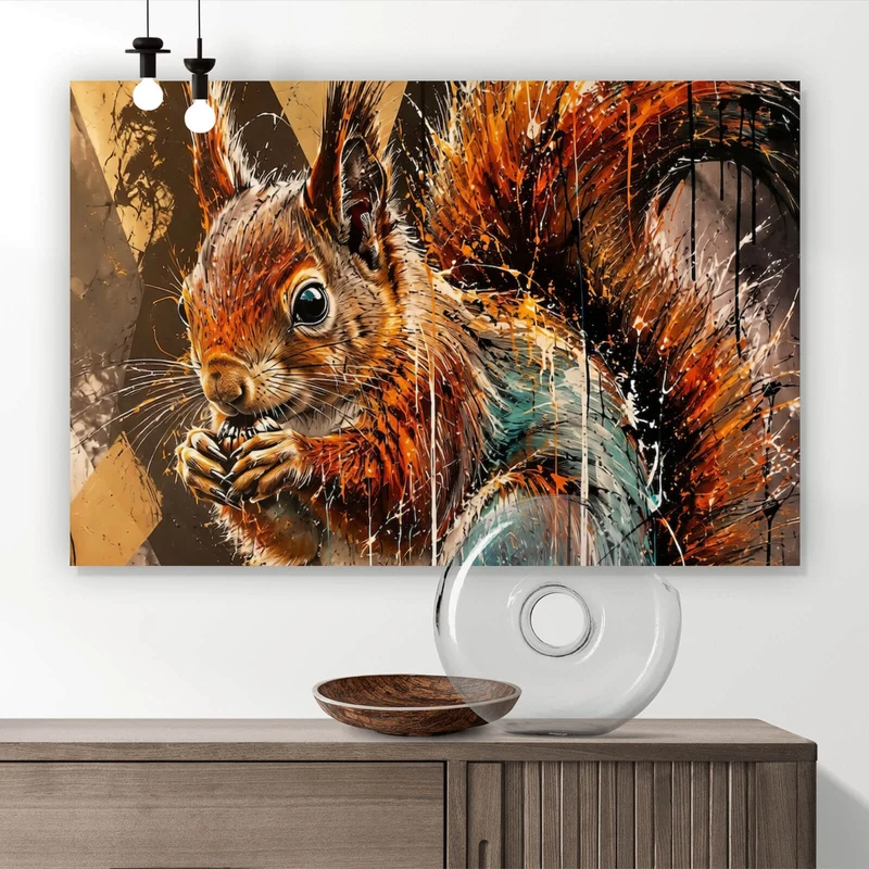Poster Modern Art Eichhörnchen im Street Art Stil Querformat