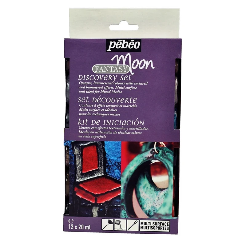 Pebeo - Fantasy Moon - Hammered Pearl Effect - Discovery 12 x 20ml Assorted Colours