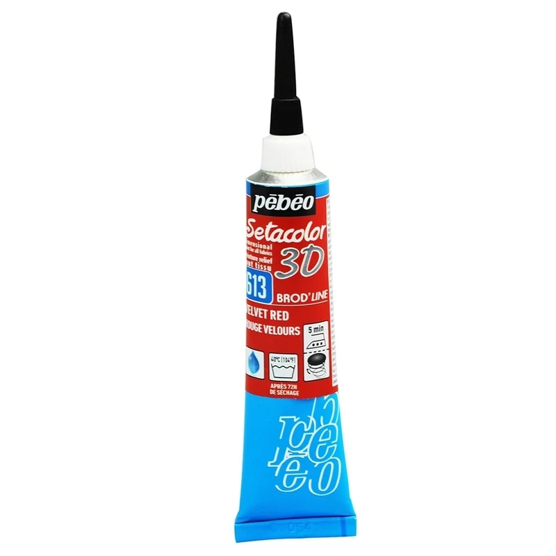 Pebeo - Setacolor Fabric & Textile 3D Brod'Line Effect - Velvet Red 20ml