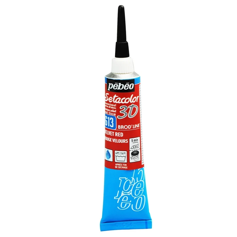 Pebeo - Setacolor Fabric & Textile 3D Brod'Line Effect - Velvet Red 20ml