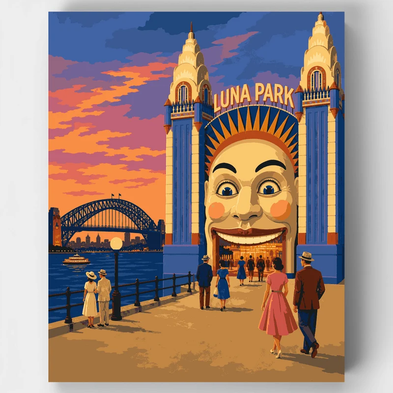 Luna Park Grinning Gate - Paint by Numbers Kit