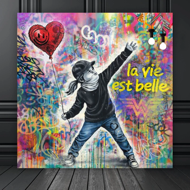 Spannrahmenbild La vie est belle Das Leben ist schön Quadrat