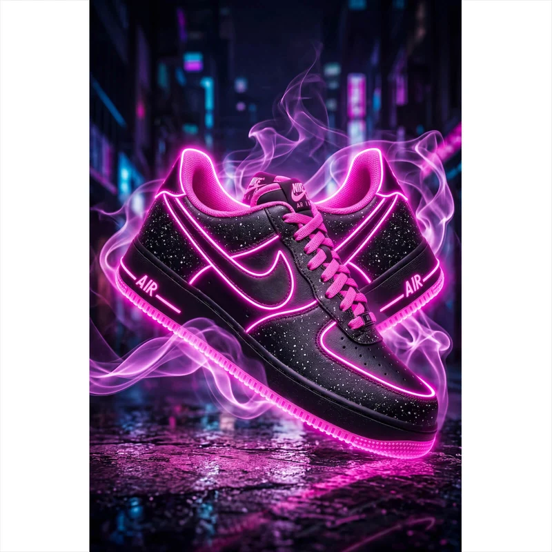 Aluminiumbild Neon Sneaker mit urbanem Flair Hochformat