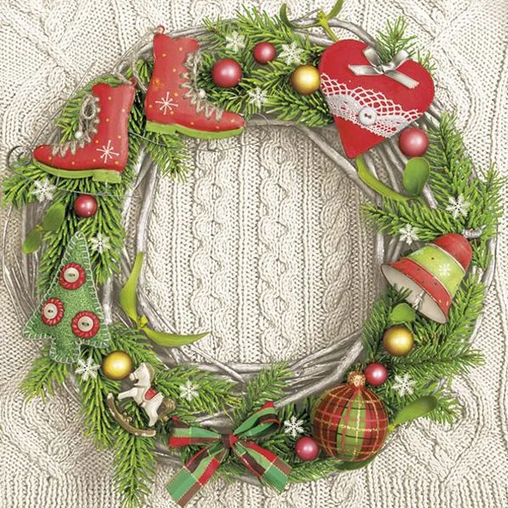 Decoupage Napkins Classic Garland on Wool Pattern - 1 pc