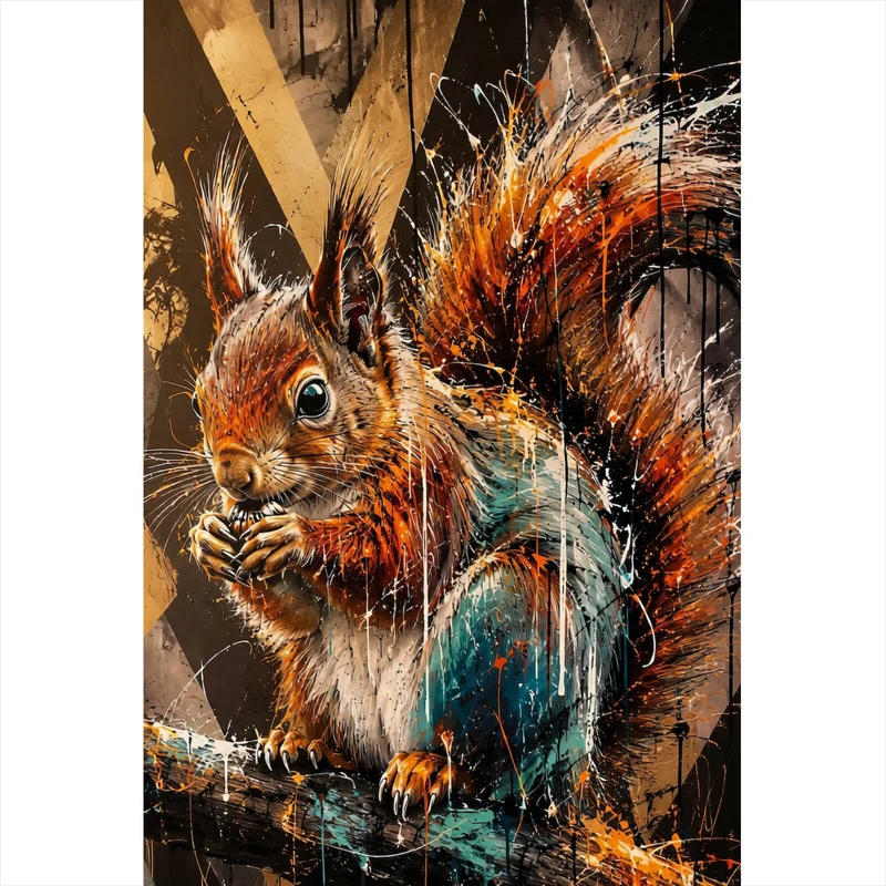 Aluminiumbild gebürstet Modern Art Eichhörnchen im Street Art Stil Hochformat