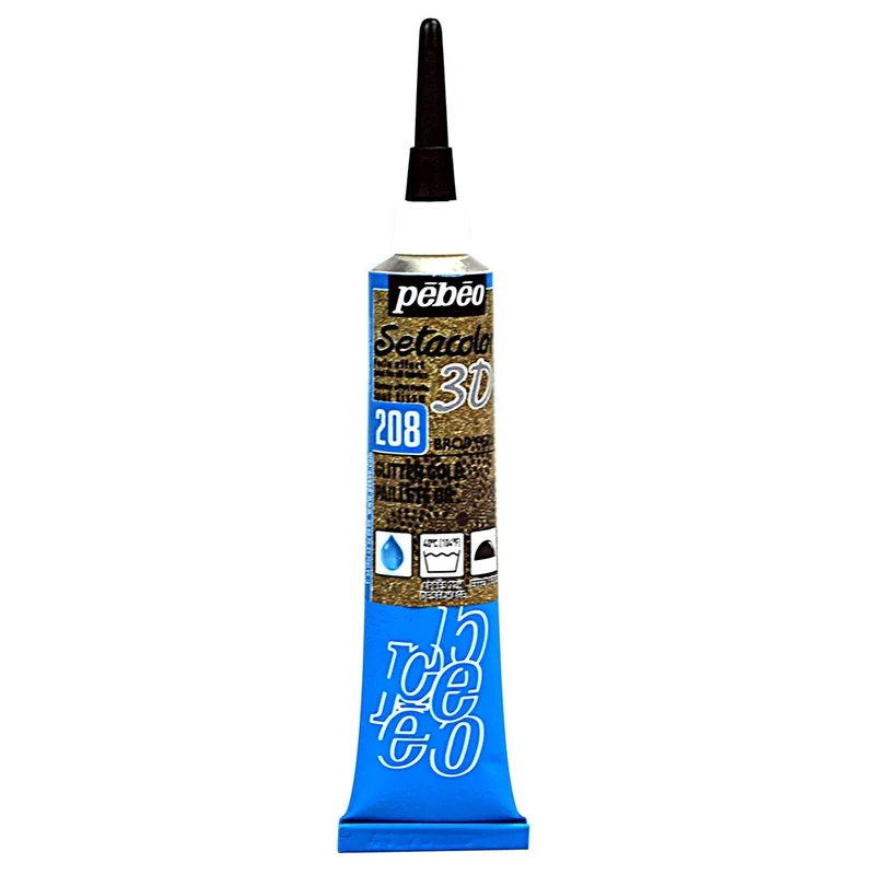 Pebeo - Setacolor Fabric & Textile 3D Brod'Perle Effect - Gold Glitter 20ml