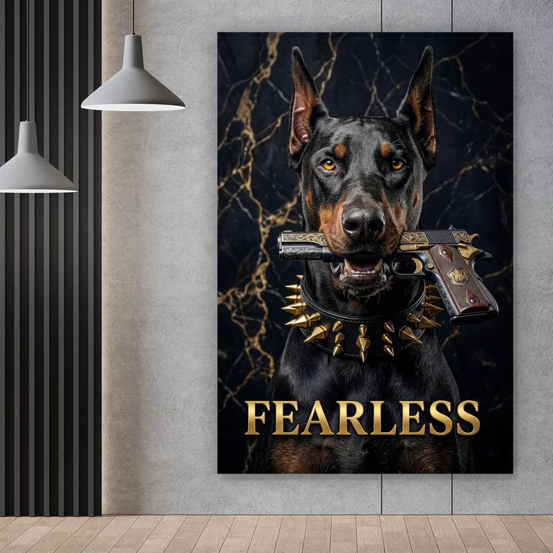 Poster Furchtloser Dobermann Hochformat