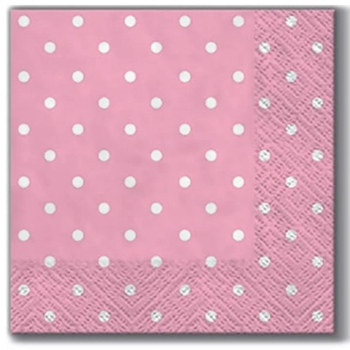 Cocktail Decoupage Napkins, Pink Dots - 1 pc