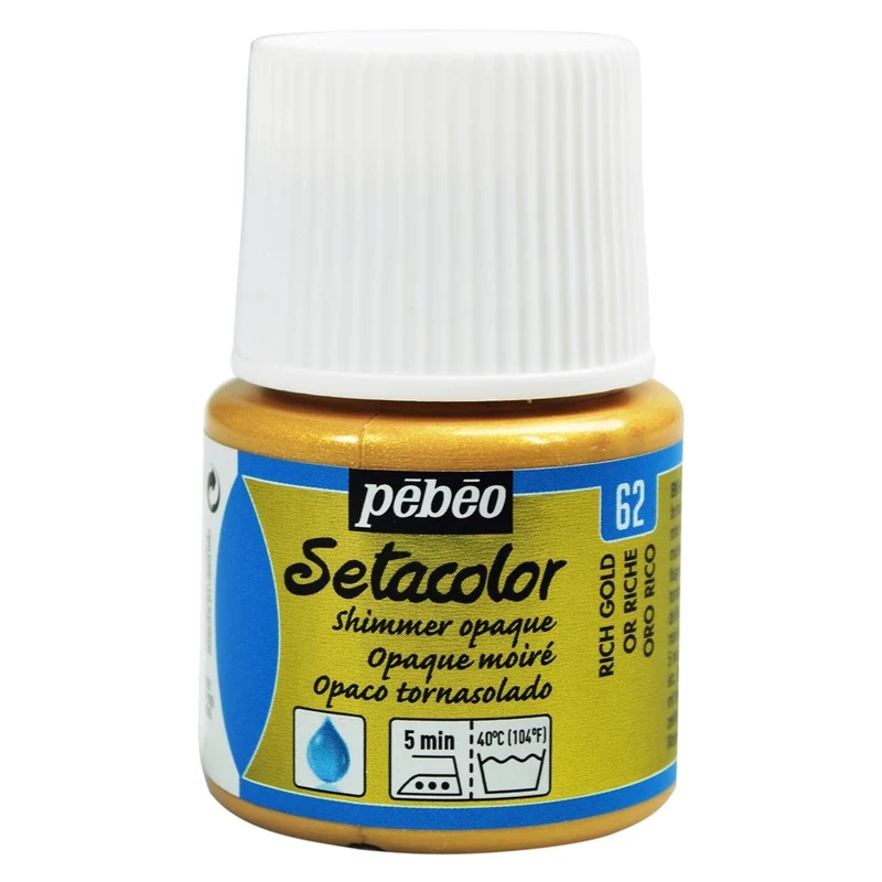 Pebeo - Setacolor Fabric & Textile Paint - Opaque Shimmer - Rich Gold - 45ml