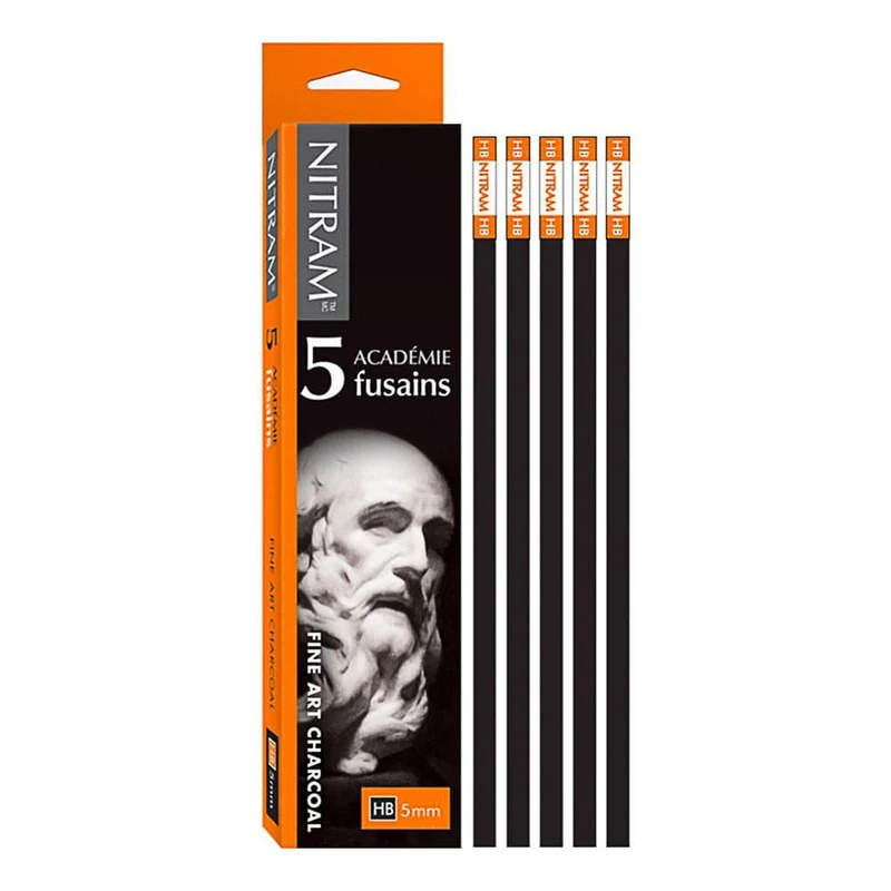 Nitram Acadamie Fusains Square stick Charcoal Pack of 5