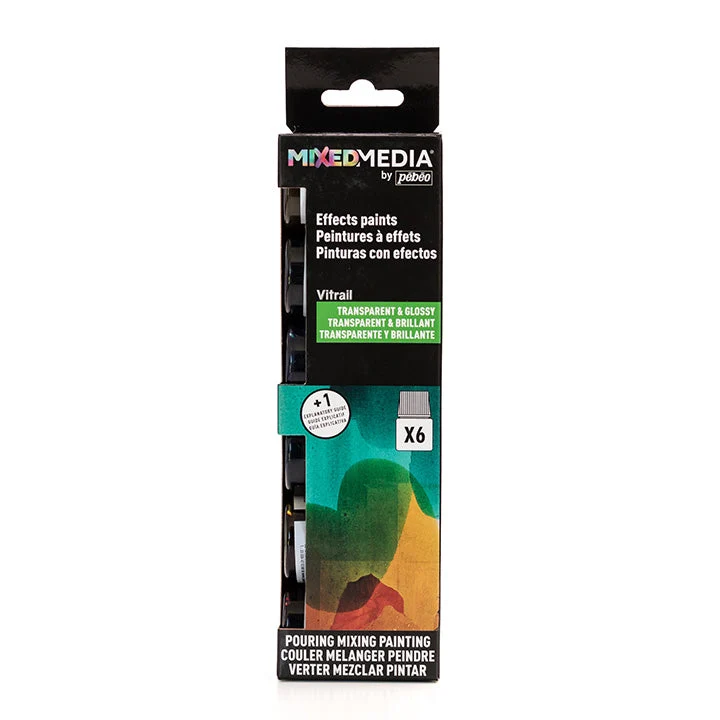 Pebeo Vitrail Mixed Media Paint Set, 6 x 20 ml