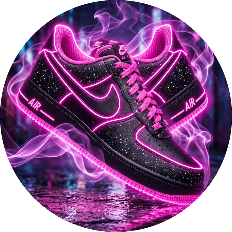 Aluminiumbild Neon Sneaker mit urbanem Flair Kreis