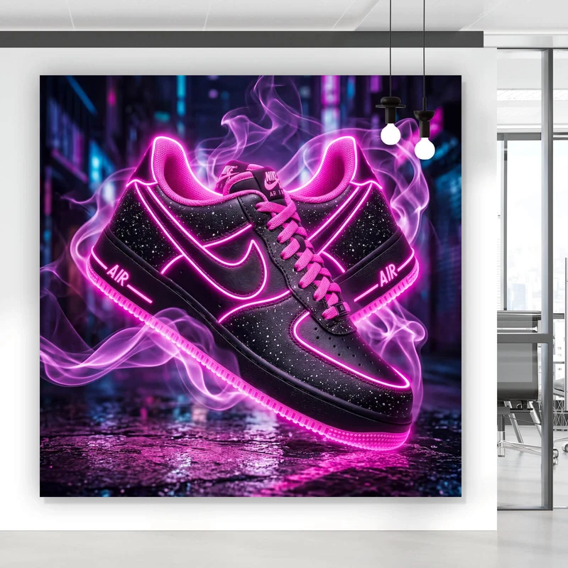 Acrylglasbild Neon Sneaker mit urbanem Flair Quadrat