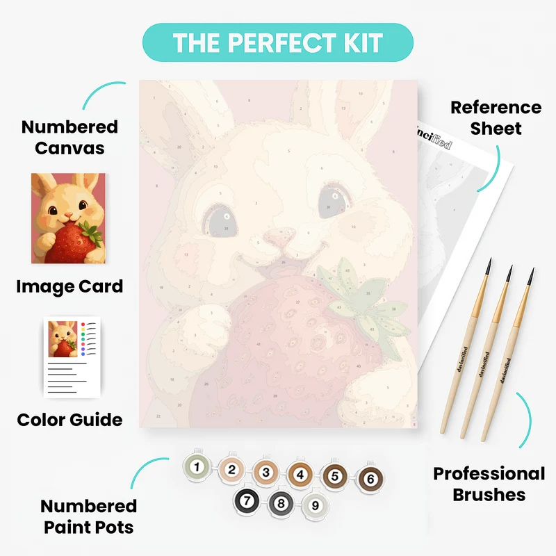 Strawberry-Loving Bunny - Paint by Numbers Kit
