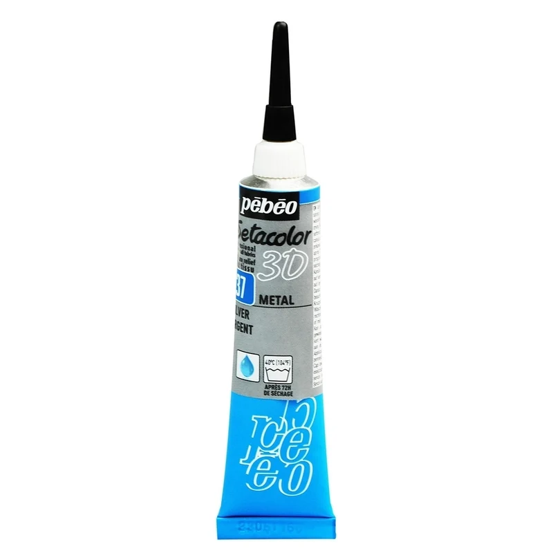Pebeo - Setacolor Fabric & Textile 3D Metal Effect - Silver 20ml