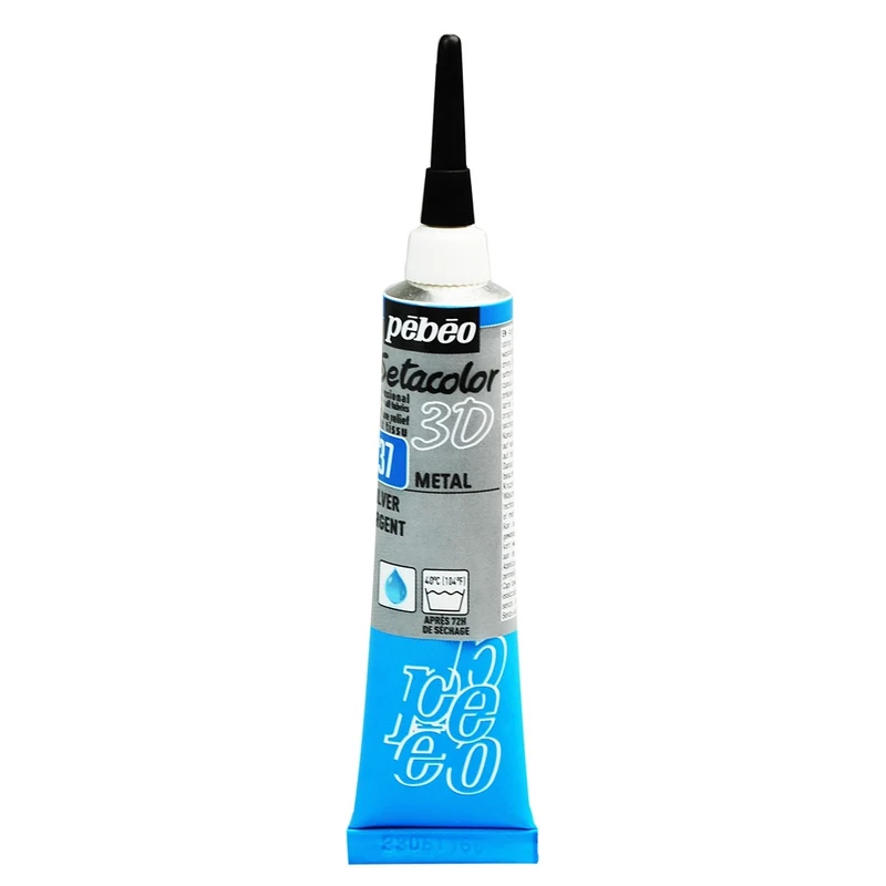 Pebeo - Setacolor Fabric & Textile 3D Metal Effect - Silver 20ml