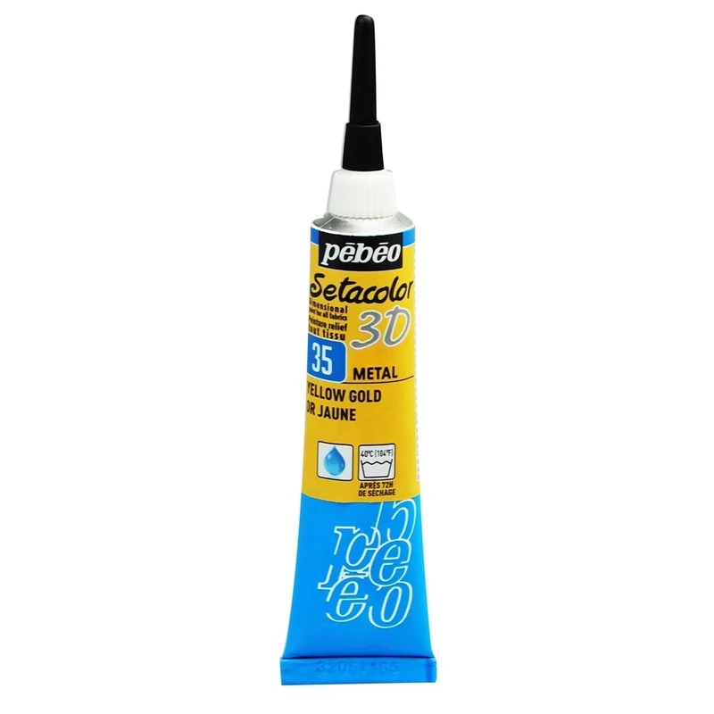 Pebeo - Setacolor Fabric & Textile 3D Metal Effect - Yellow Gold 20ml