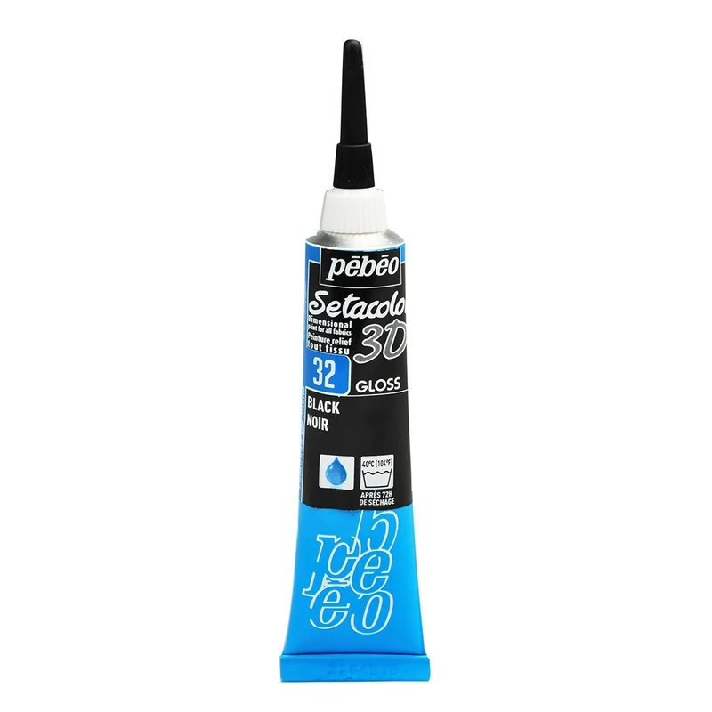 Pebeo - Setacolor Fabric & Textile 3D Gloss Effect - Black 20ml