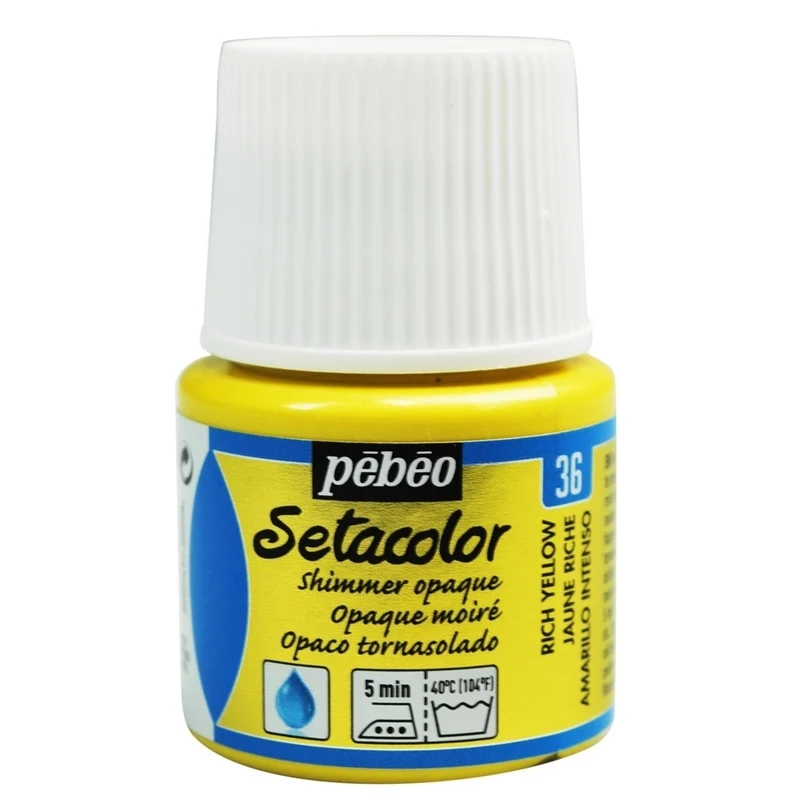 Pebeo - Setacolor Fabric & Textile Paint - Opaque Shimmer - Rich Yellow - 45ml