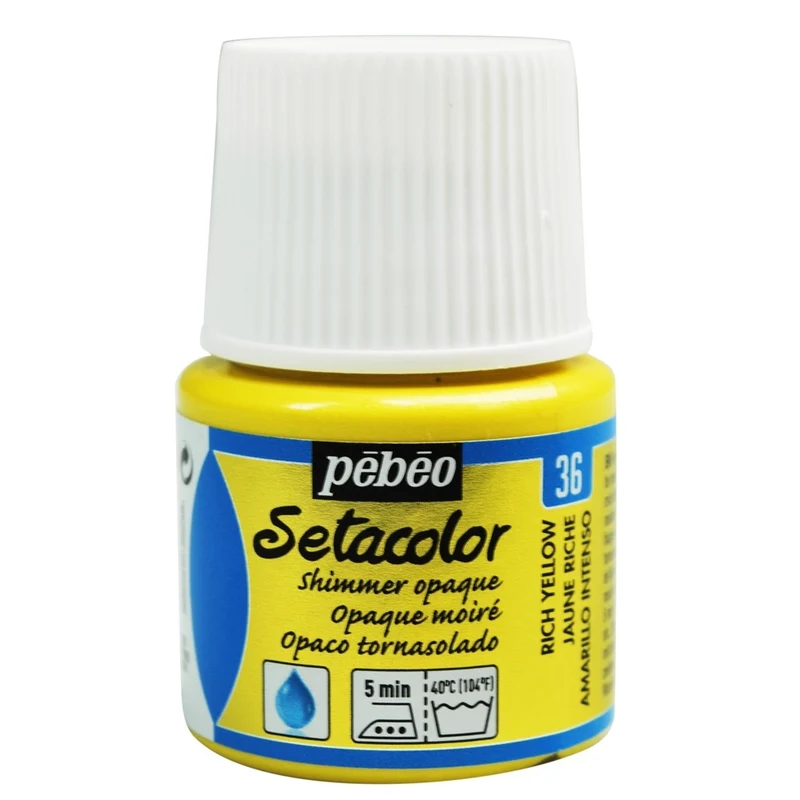Pebeo - Setacolor Fabric & Textile Paint - Opaque Shimmer - Rich Yellow - 45ml