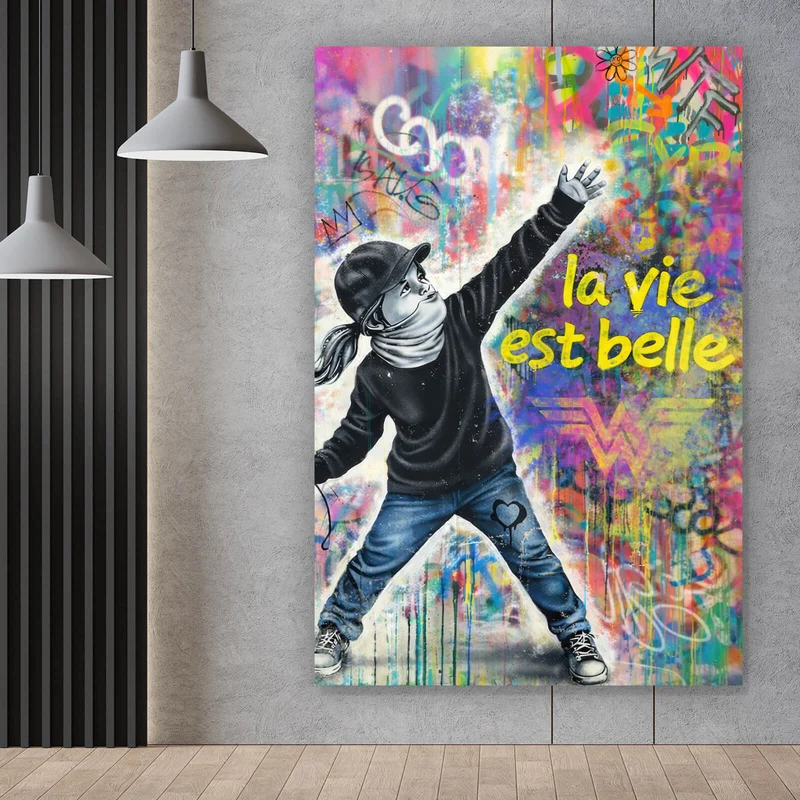 Aluminiumbild La vie est belle Das Leben ist schön Hochformat