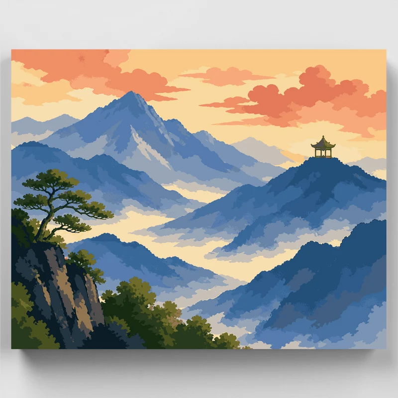 Pavilion in the Mist - Paint by Numbers Kit