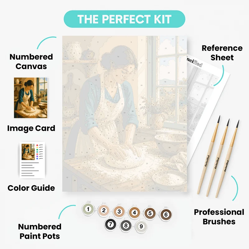 Kneading Bread by Window - Paint by Numbers Kit