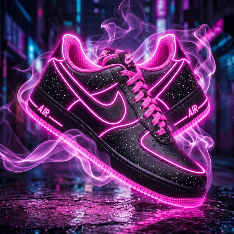 Aluminiumbild Neon Sneaker mit urbanem Flair Quadrat