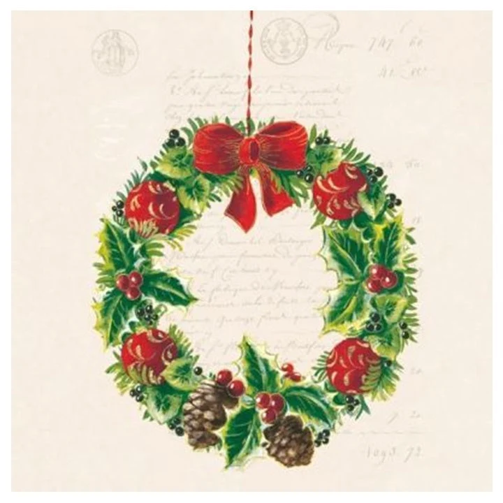 Decoupage Napkins Christmas Wreath - 1 pc