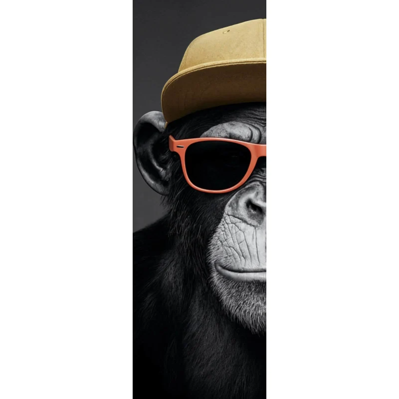 Poster Moderner Affe mit Mütze und Brille Panorama Hoch