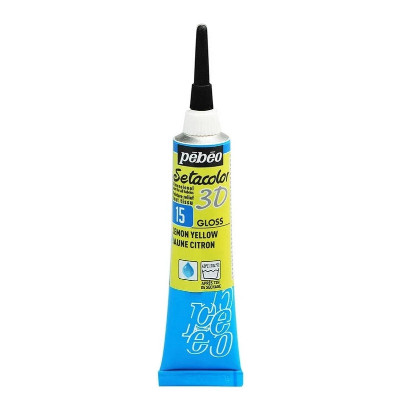 Pebeo - Setacolor Fabric & Textile 3D Gloss Effect - Lemon Yellow 20ml