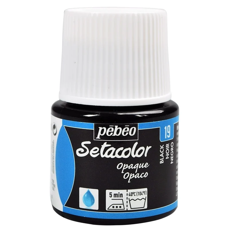 Pebeo - Setacolor Fabric & Textile Paint - Opaque Matt - Black - 45ml
