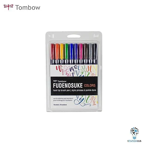Tombow Fudenosuke Hard Tip Brush Pen Set of 10