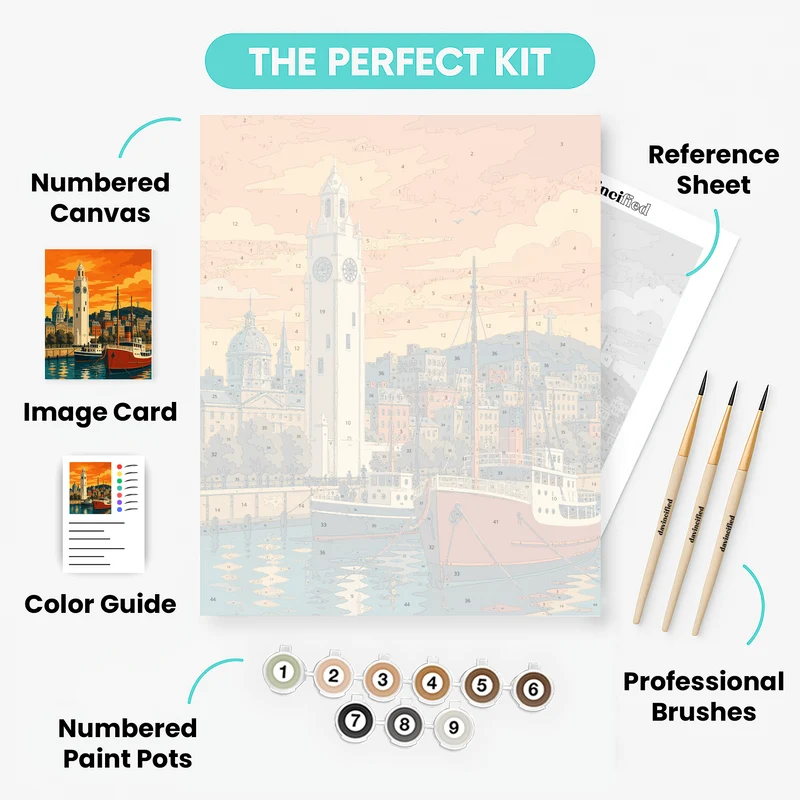 Old Port Clock Tower - Paint by Numbers Kit