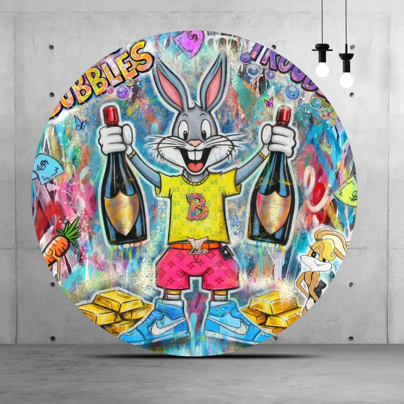 Aluminiumbild Hase in Feierlaune Kreis