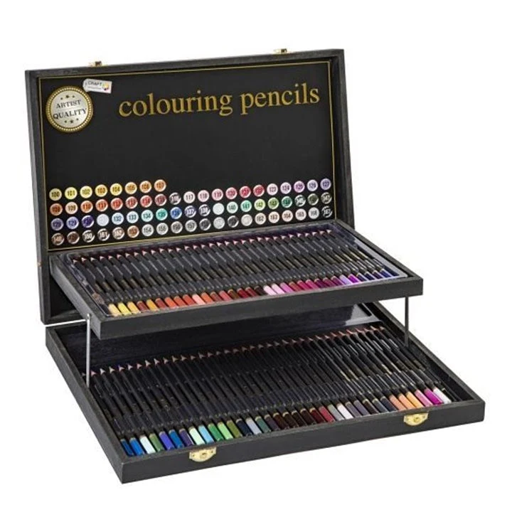 Set of 68 Colored Pencils in a Wooden Case