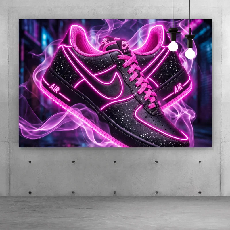 Aluminiumbild Neon Sneaker mit urbanem Flair Querformat