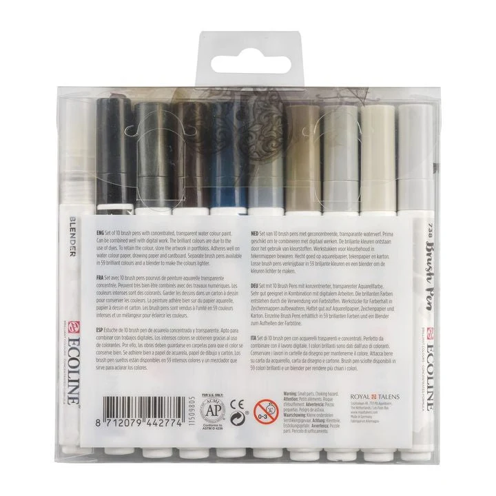 Ecoline Brush Pen Grays Watercolor Pens