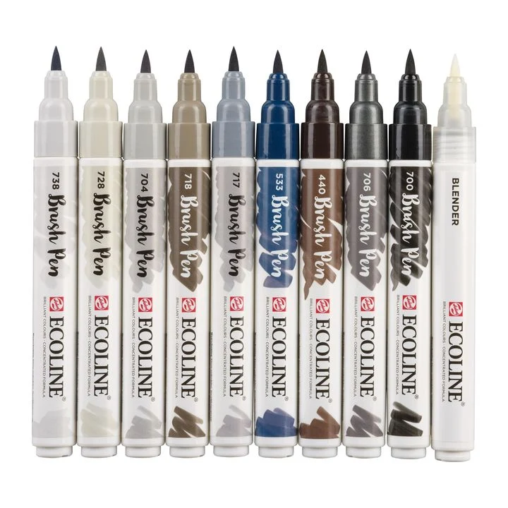 Ecoline Brush Pen Grays Watercolor Pens
