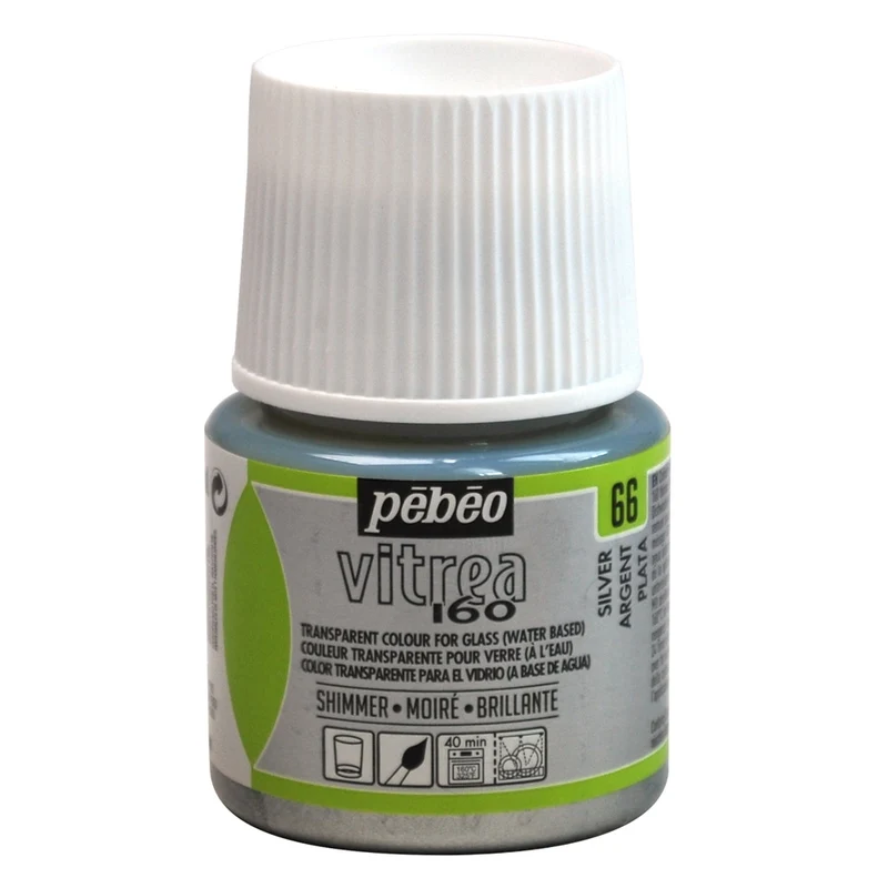 Pebeo - Vitrea 160 - Glass & Tile Paint - Shimmer - Silver- 45ml