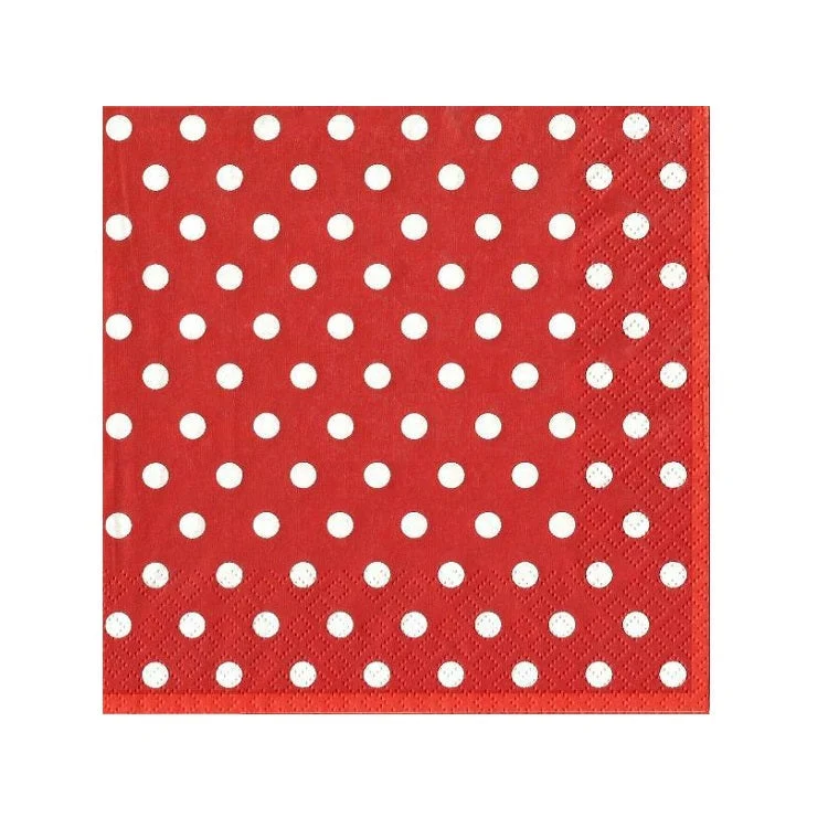 Decoupage Napkins - Red with Dots - 1 pc