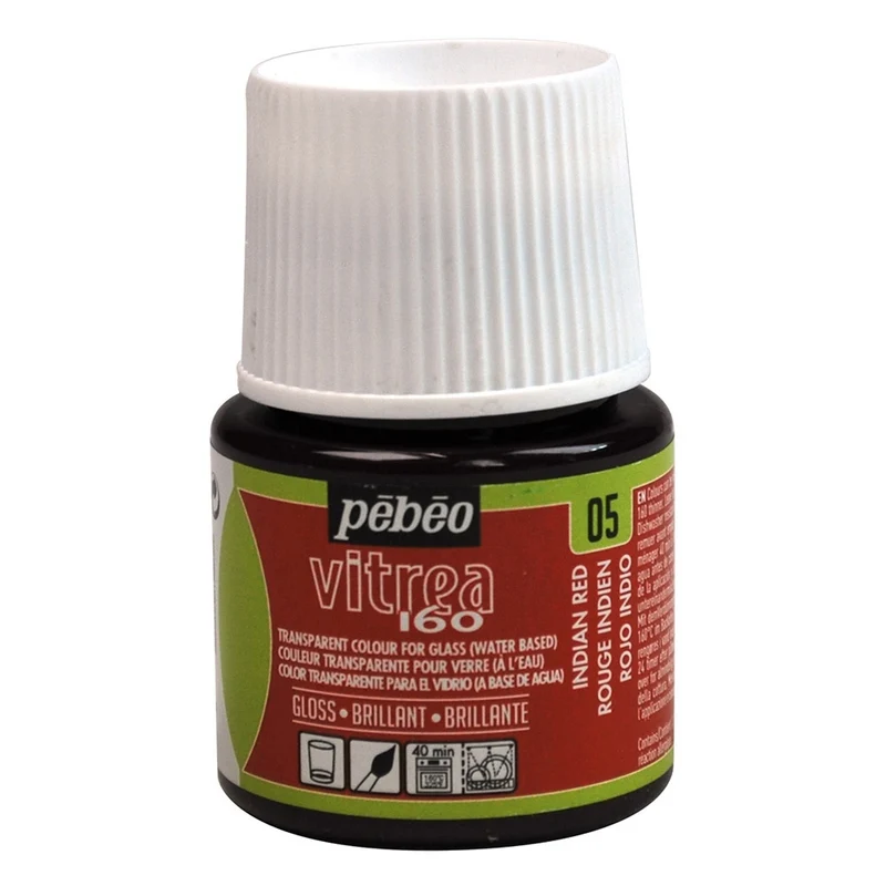 Pebeo - Vitrea 160 - Glass & Tile Paint - Gloss - Indian Red - 45ml